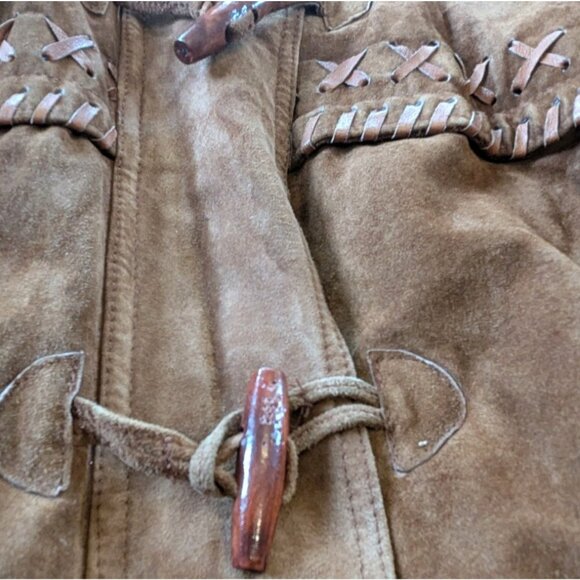 Vintage Ruggedwear Leather Coat-Sm (Fits M/L) - Womens-Faux Shearling Lined-Read - Picture 12 of 16